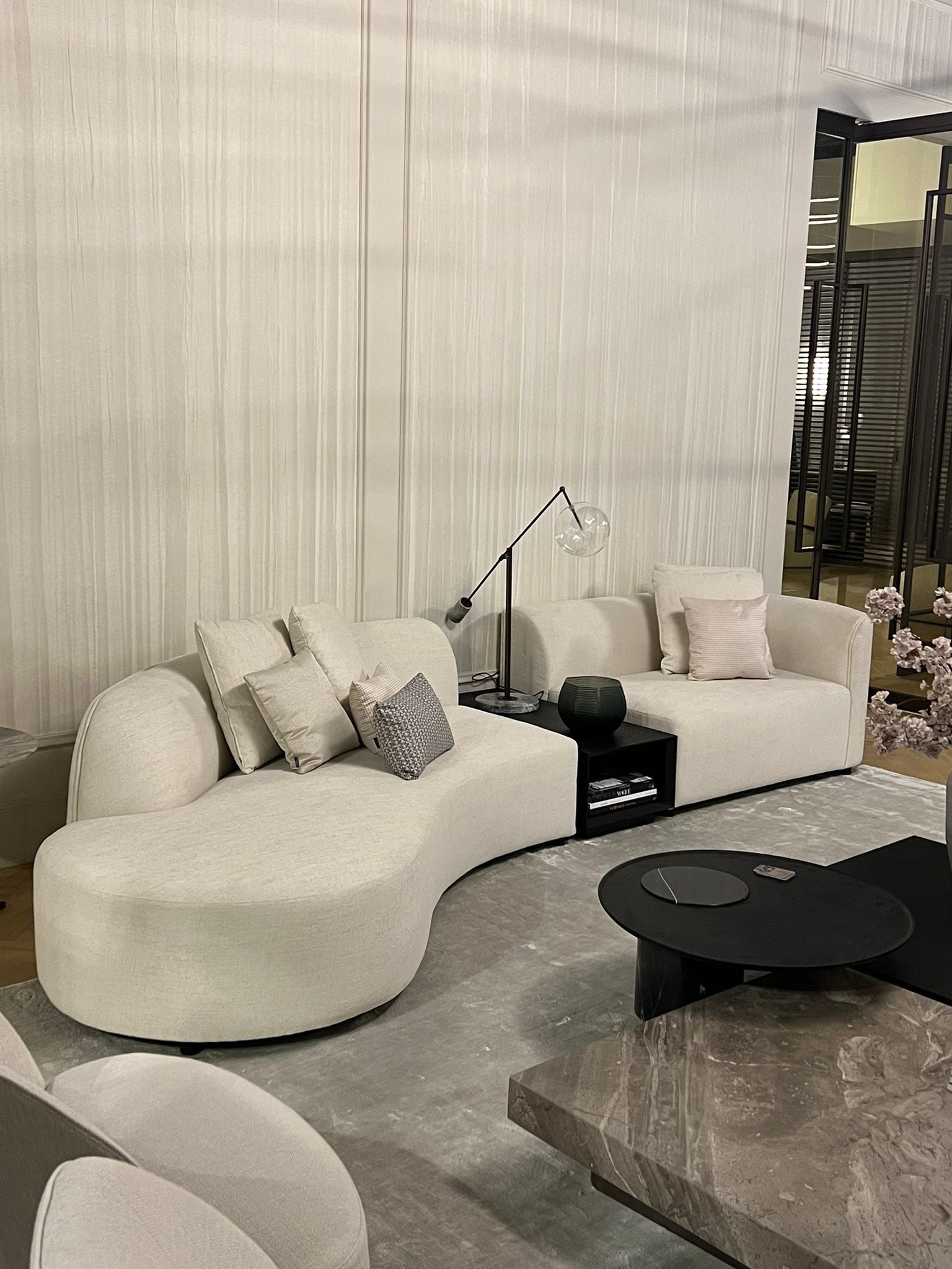 COMO Curved Sofa Beige Fabric