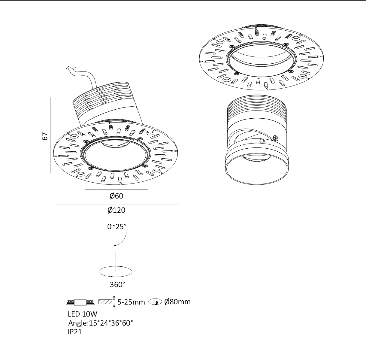 ELEGANZA Adjustable LED Spot 60mm