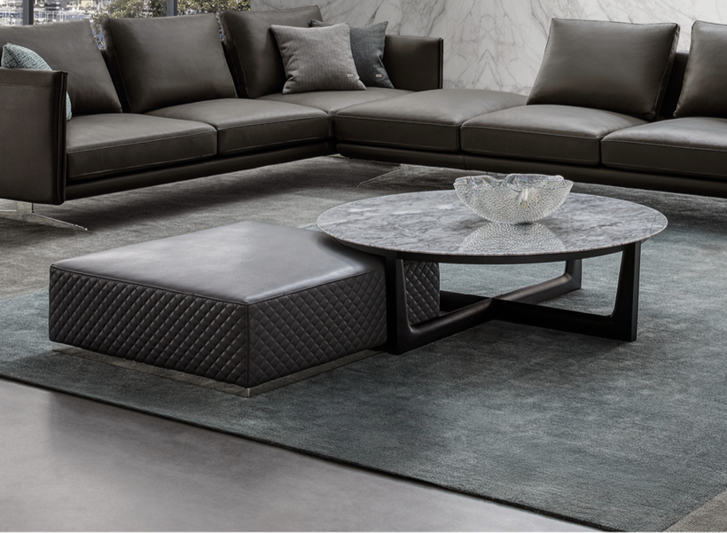MASSIMO Ottoman Mid Grey Leather
