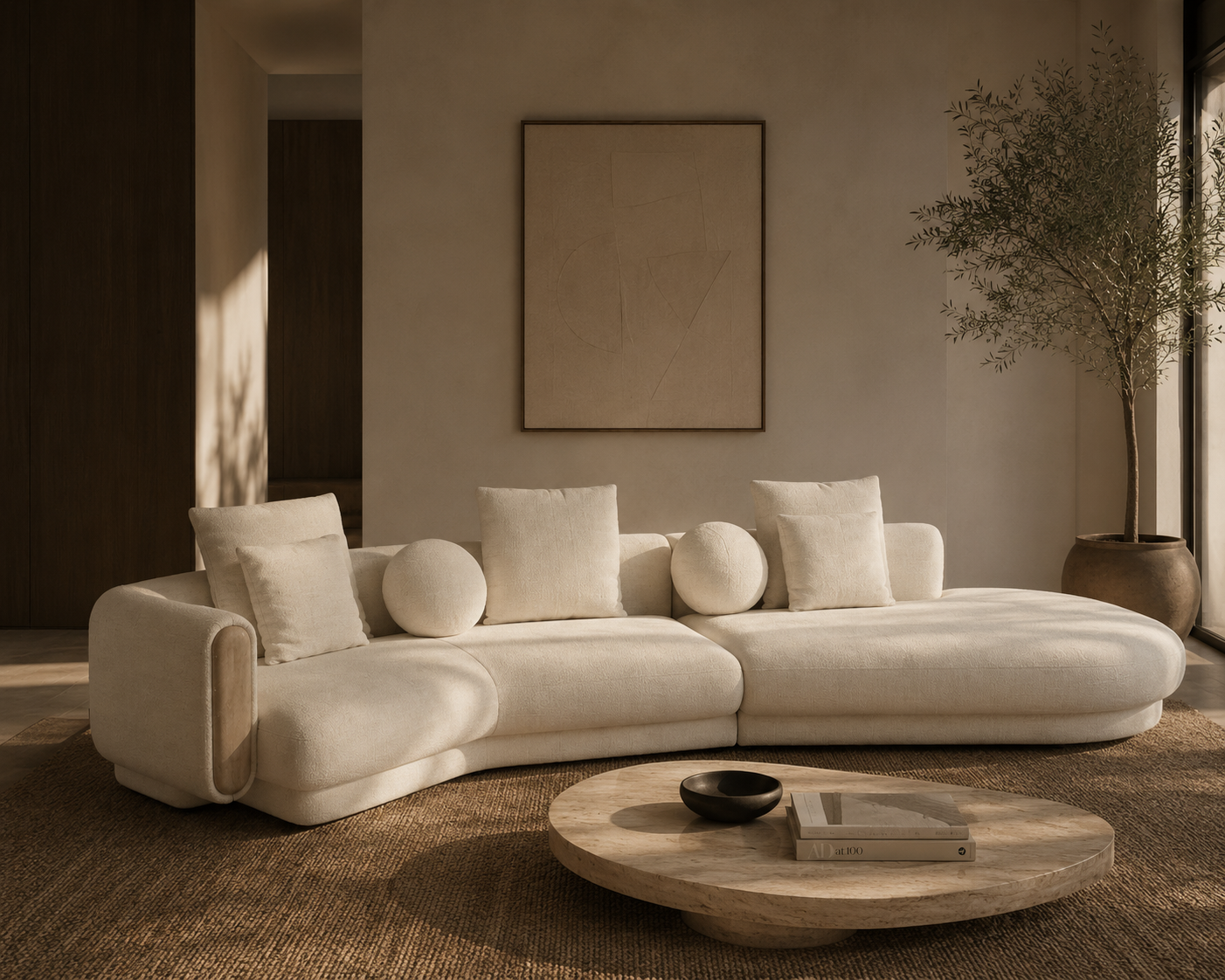 Tarida Sofa Left Arm Travertin