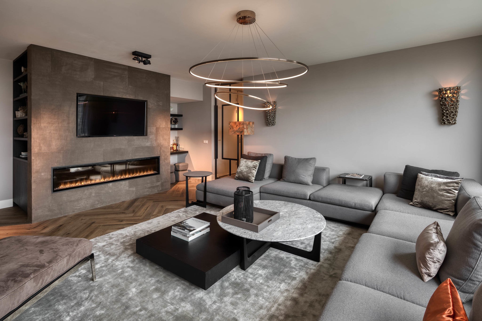 HALO RING THREE Ceiling Light Brushed Copper