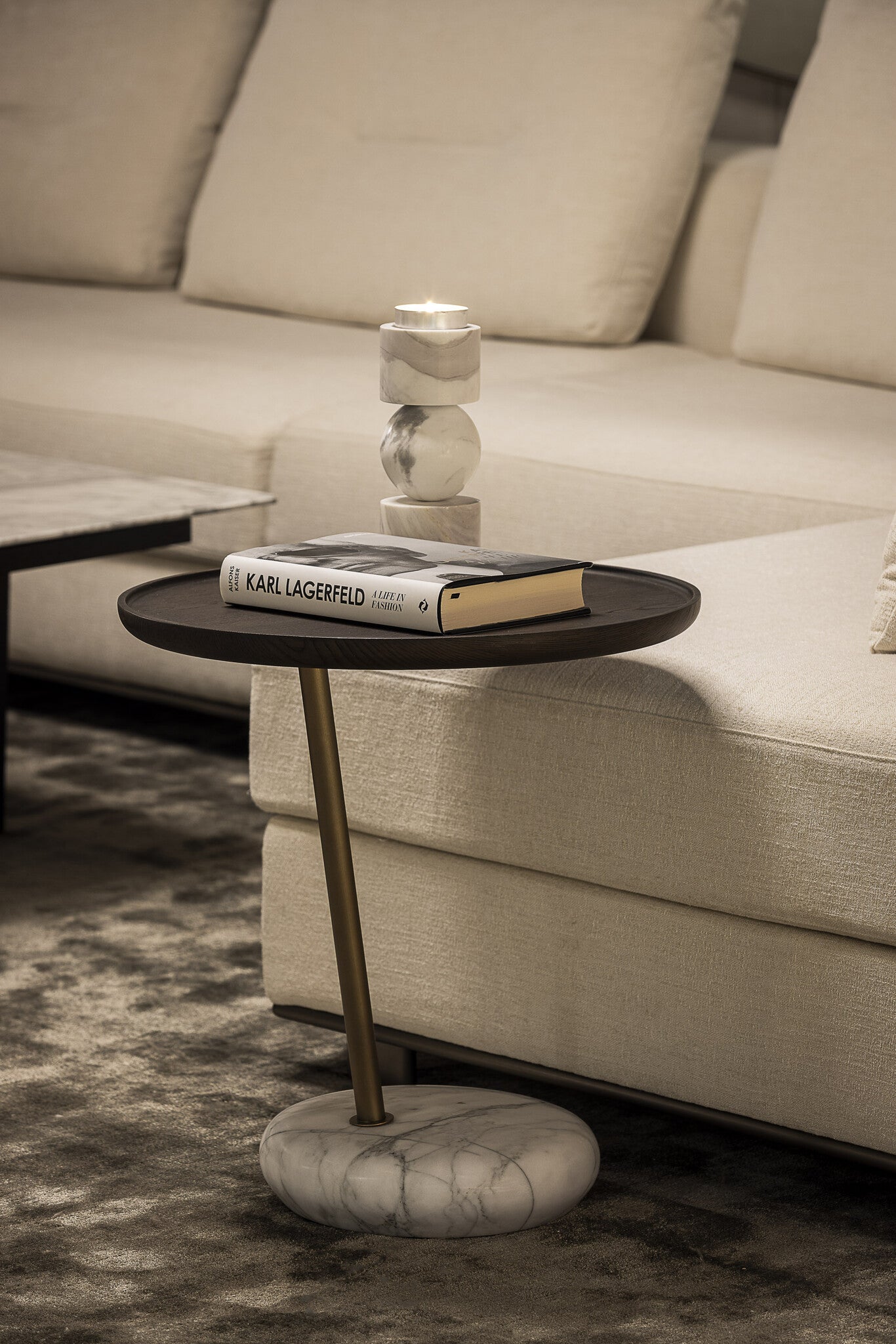 YVES End Table Rome Marble Leather Structure