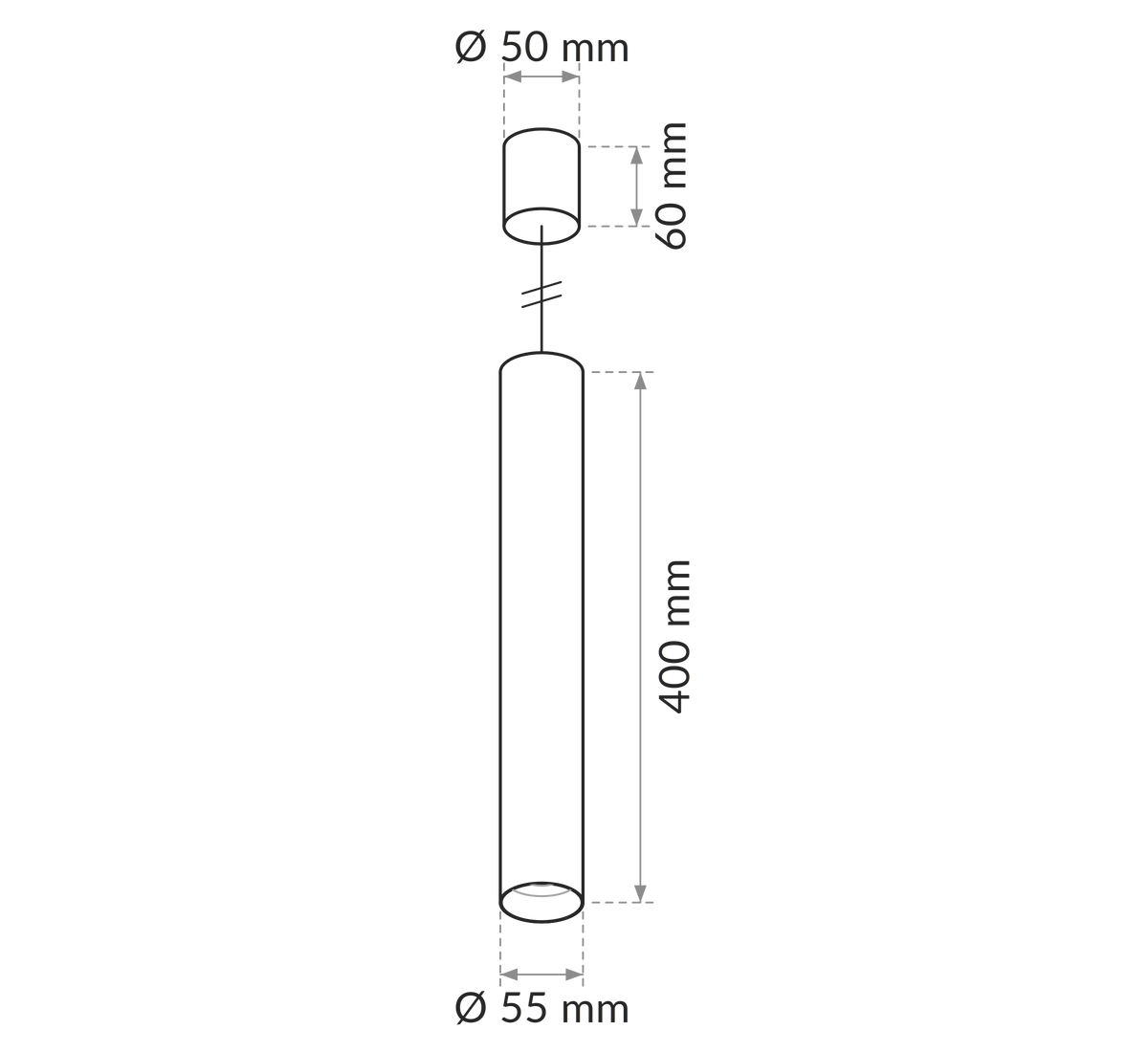 Dimensioned plan of the TUBES Pendant Light