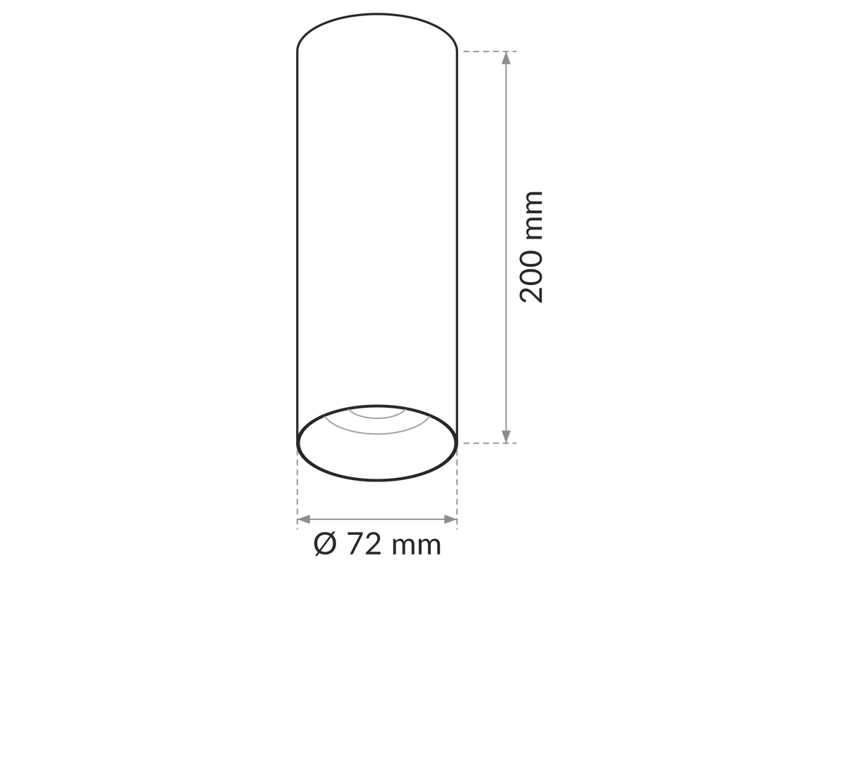 Dimensioned plan of the TUBES Wall Light