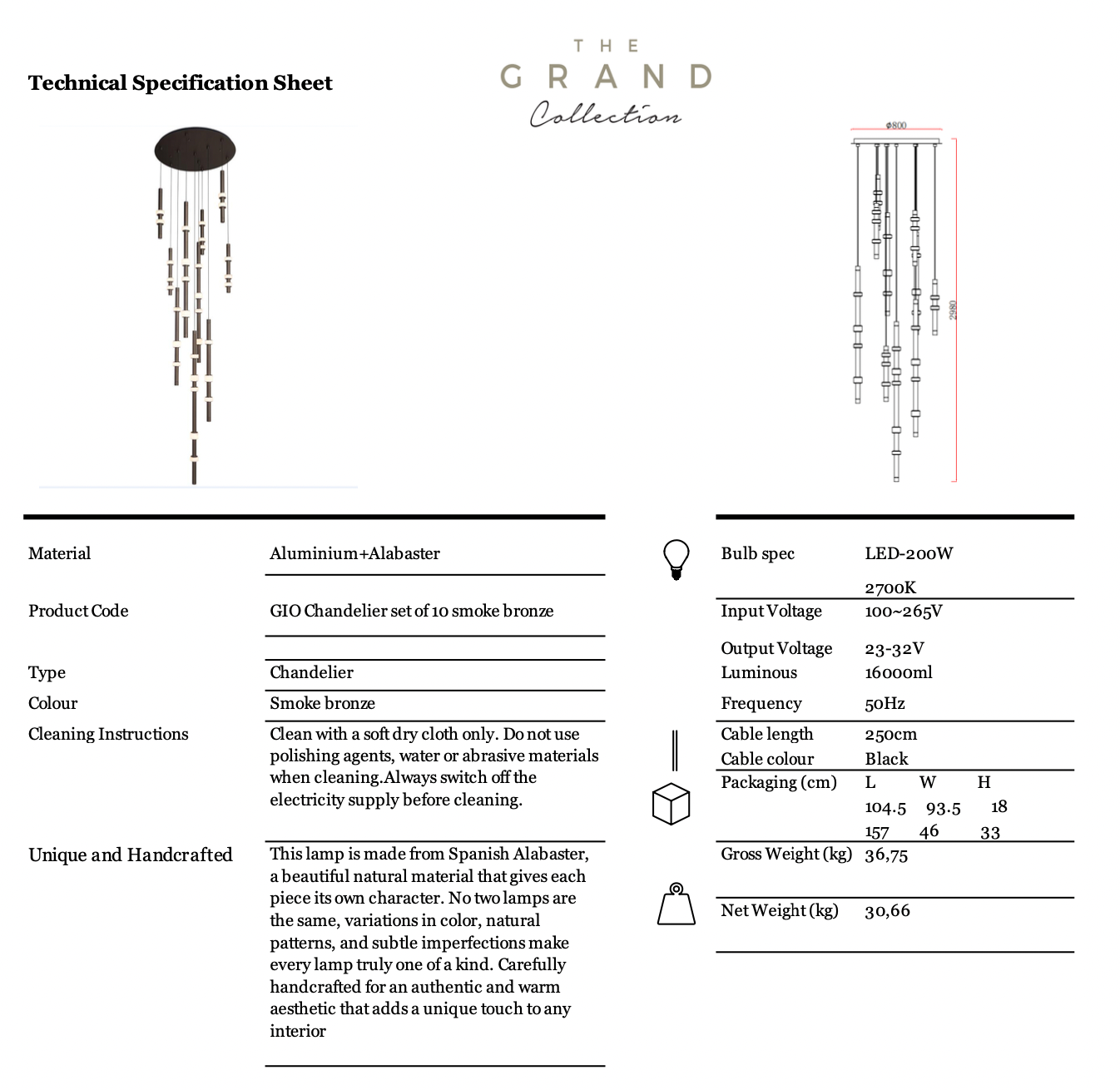 GIO Chandelier Set of 10