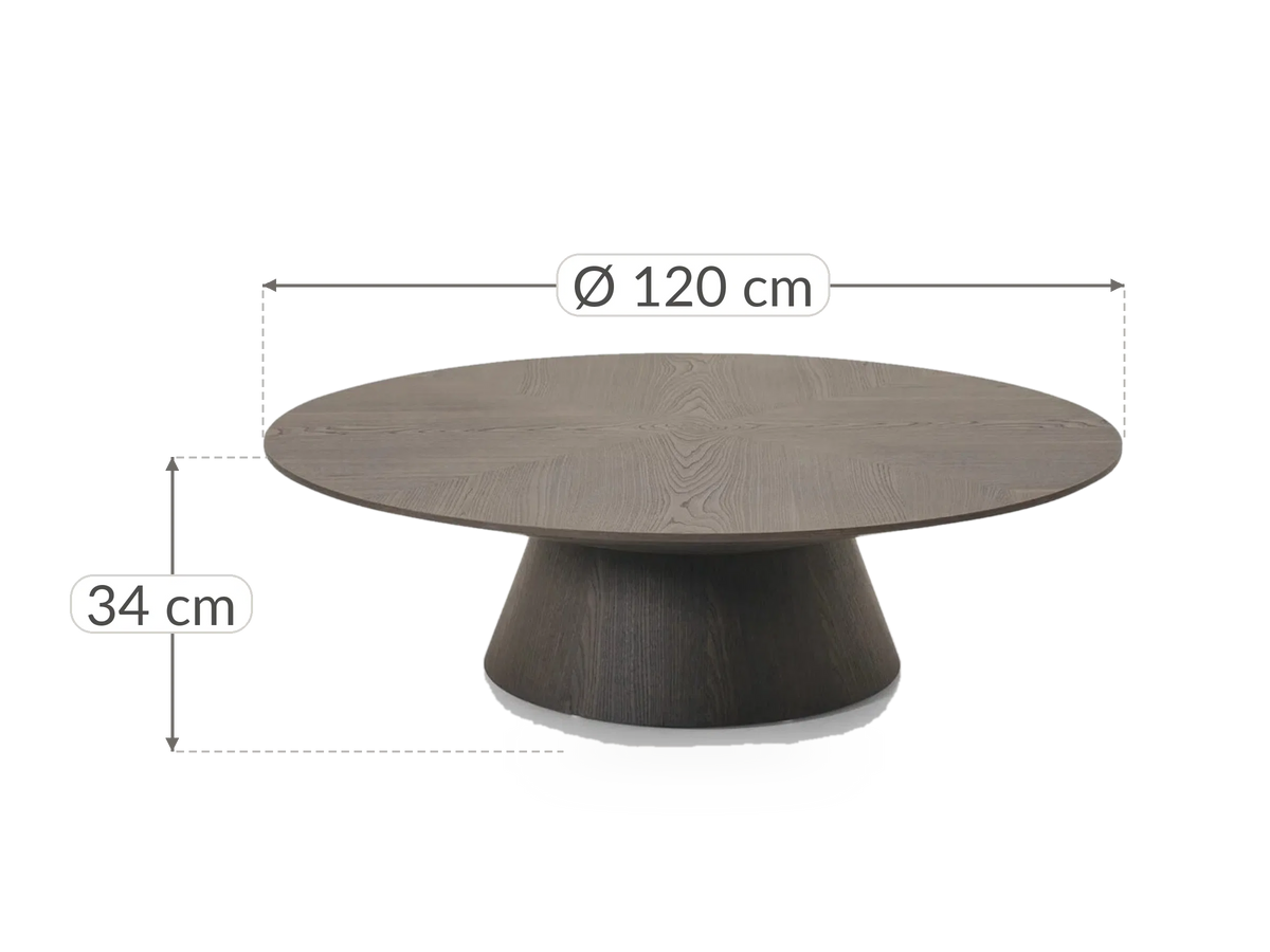 Dimensioned plan of the AMALFI Mesa de centro