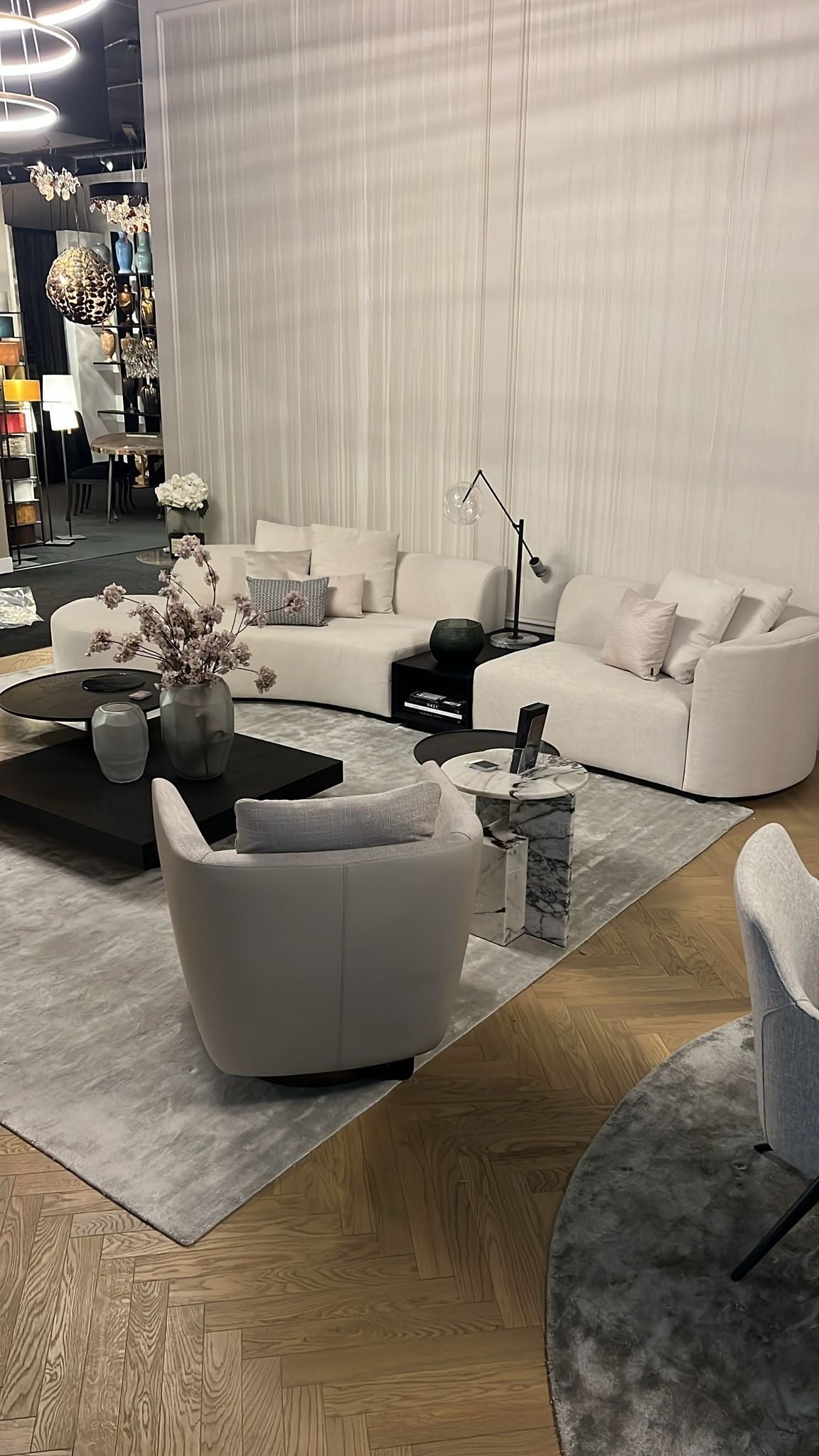 COMO Curved Sofa Beige Fabric