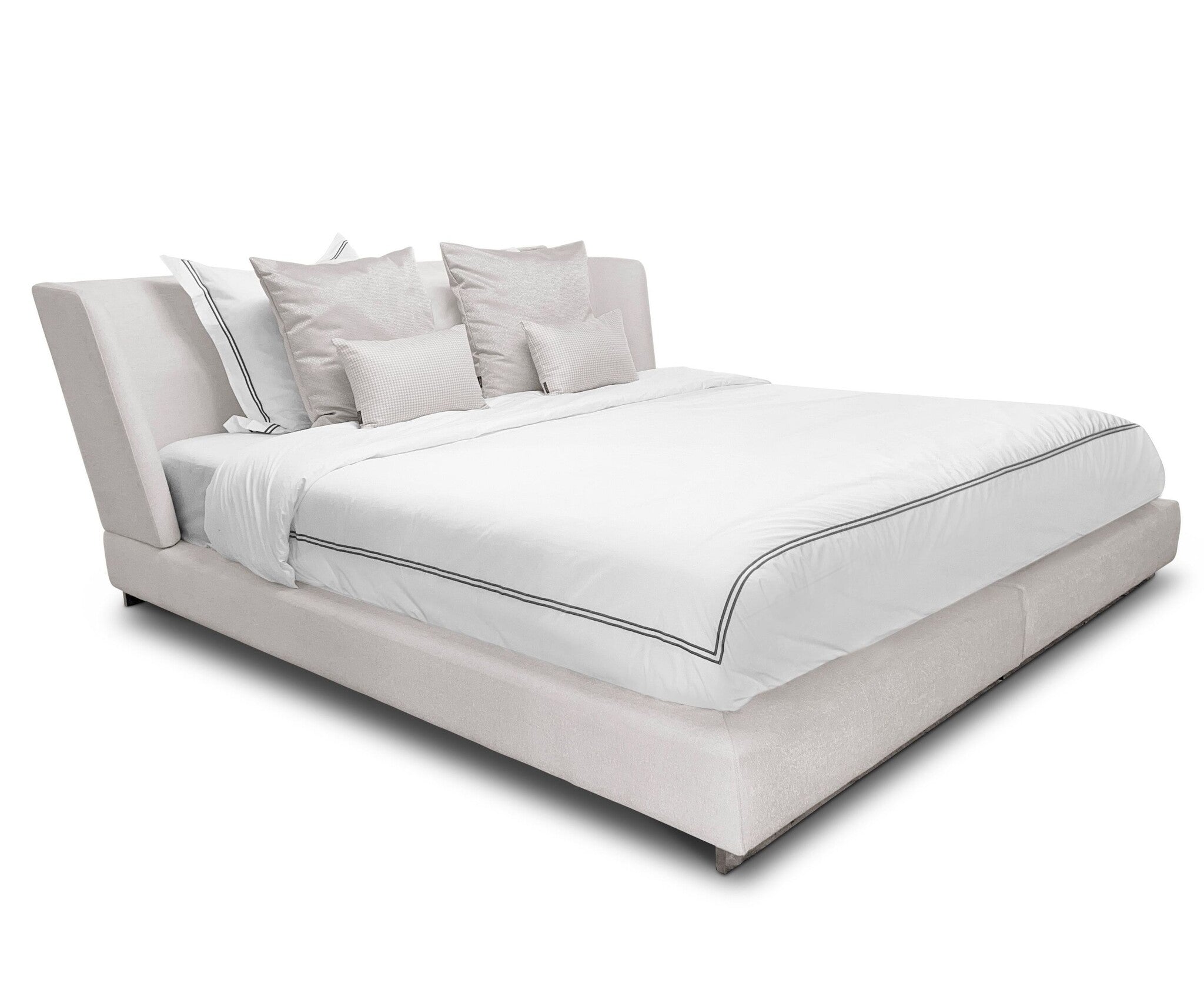 VERONA Bed Frame White Beige 180x200