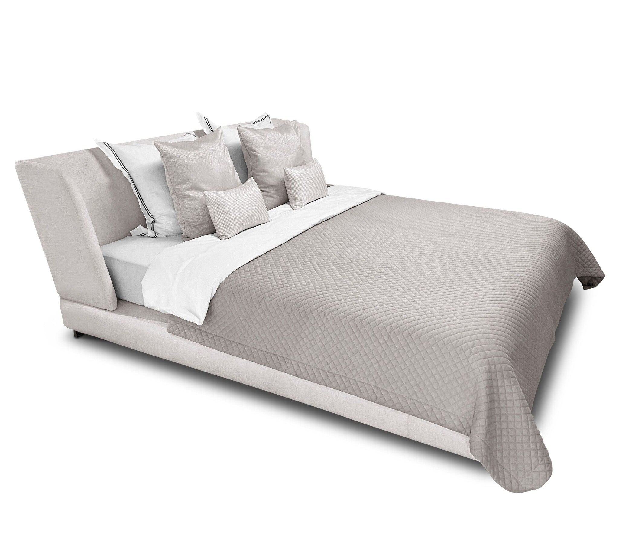 VERONA Bed Frame White Beige 180x200