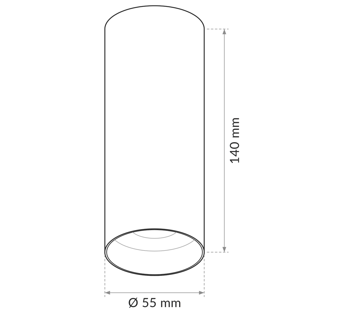 Dimensioned plan of the TUBES Foco de techo